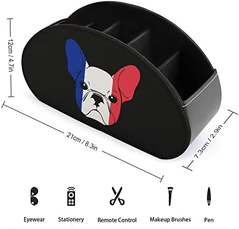 Francia Bulldog Vázlat PU Bőr Távirányító Tartót Asztali Tároló Szervező Doboz 5 Rekeszes
