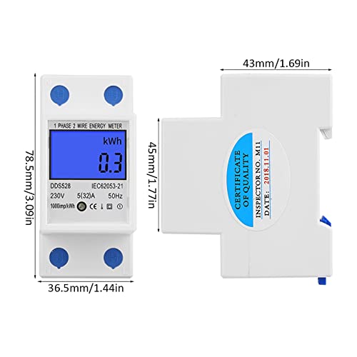 Villamosenergia-Használat Monitor LCD Kijelző egyfázisú Energia KWh Méter Multi-Function 5-32A 230V 50Hz DIN Sínre Szerelhető