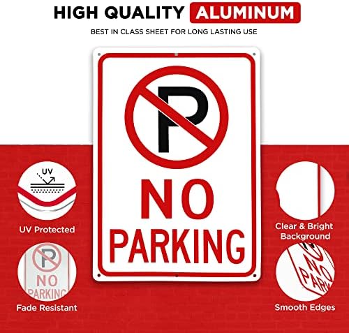 OLANZU Nem a Parkoló Táblák 10x14 0.04 Colos Alumínium - Pack 4 Mérnök Minőségű Fém Nem Parkoló tábla - tilos a Parkolás Jelek