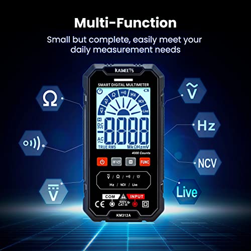 KAIWEETS Digitális Multiméter Auto-ig Terjedő Voltmérő TRMS 4000 Számít Feszültség Teszter Elektromos, Intézkedések Folytonosság Ellenállás