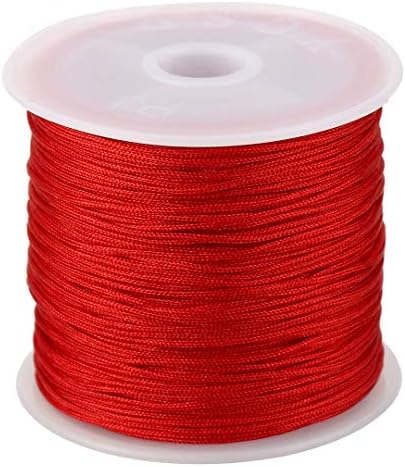 0,8 mm-es Nylon Kábel Szál Kínai Csomót Makramé Rattail Karkötő Fonott String (Piros)