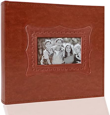 Holoary fotóalbum 4x6 160 Fotók, PU Bőr borítású Vintage Mintás 3D-s Képkeret, fotóalbum a Családi Utazás (Vöröses Barna)