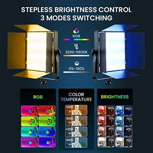 ZCMEB Szabályozható Bi-Color RGB LED Videó Fény Kit 3200-5600K LED Szakmai Panel Lámpa, Stúdió Fotózás, Videó Felvétel (Szín :
