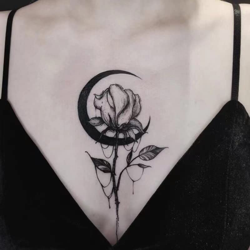 5 Lap Vízálló Ideiglenes Tetoválás Matrica Fekete-Fehér Design Body Art Hamis Flash Tetoválás Tetoválás Mellkasi Női