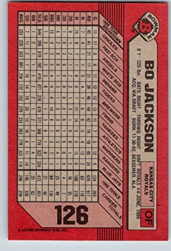 1989 Bowman 126 Bo Jackson Kansas City Royals MLB Baseball NM-MT