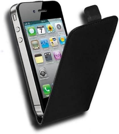 Cadorabo tok Apple iPhone 4/ iPhone 4S Sima PU Bőr Flip tok-Fekete