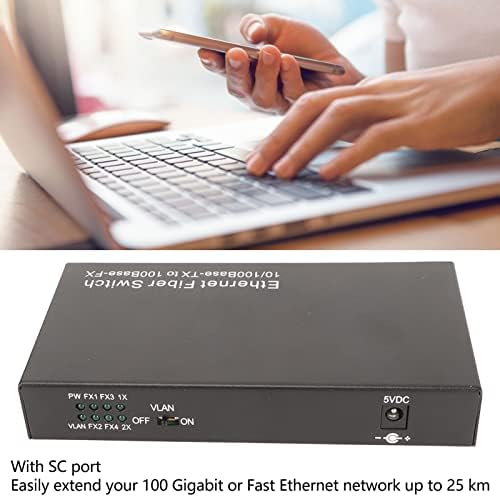 VINGVO Ethernet Optikai Kapcsoló, Plug and Play Ethernet, hogy Optikai Media Converter 100-240V SC Port 10Mbps 100Mbps (US Plug)