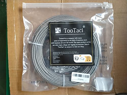 TooTaci 1/8 drótkötél Készlet,66ft/20M Rozsdamentes Acél Bevonatú Kábel Vezeték Készlet,1/8inch Rozsdamentes Acél Kábel