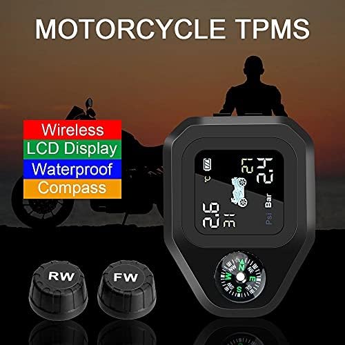 YWSZJ Motorkerékpár TPMS Gumiabroncs Hőmérséklet Riasztás USB Töltés LCD Kijelző Motor keréknyomás Ellenőrző Rendszer (Szín :