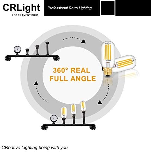 CRLight LED Cső alakú Izzó 5W 3000K Puha, Fehér, 55W Egyenértékű 550 Lumen, E26 Bázis Antik Edison Stílus T 14 / T45 Átlátszó Üveg Szabályozható