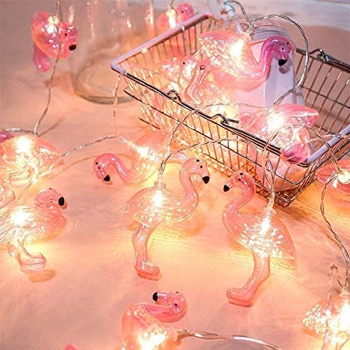 Rózsaszín Flamingó String Lámpák, Kültéri LED tündérfény elemes Ragyogj Flamingo függő Lámpák Trópusi Témájú Felfűzve Fény Esküvő, Kerti