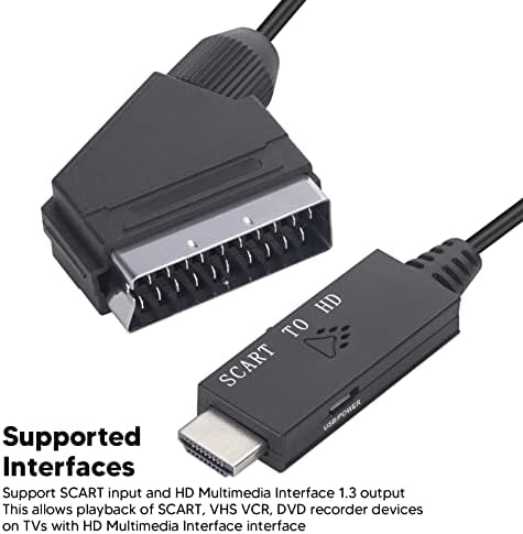 SCART HD Multimédia Interfész Átalakító Adapter, HD 1080P Rugalmas Átalakító Adapter Kábel DC 5V Plug and Play DVD