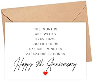 DiandDesignGift 9. Boldog Évfordulót Kártya - 9 Éves házassági Évfordulónkra Kártya Ajándék - Ötlet, A Barát -, Férj - Feleség - A Barátnőm