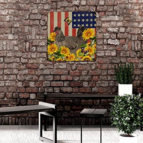 Alioyoit Retro Fém Tábla Parasztház Kakas-Amerikai Zászló Vintage Fém Művészeti Dekoratív Tábla Emléktábla Rozsdás Szarkasztikus Fali Dekor,
