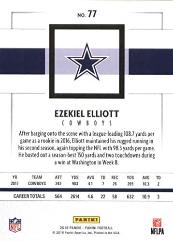 2018 Panini NFL-Foci 77 Ezékiel Elliott Dallas Cowboys Hivatalos Kereskedési Kártya