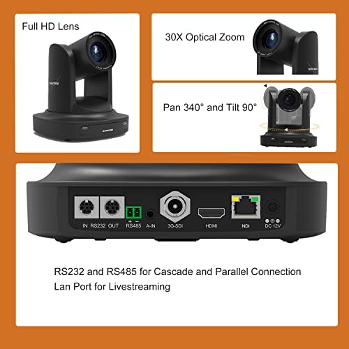 AVMATRIX PTZ NDI Kamera 30X,Streaming kamera SDI,HDMI,IP Kimenet.1080P 60Fps RS232 RS485 OBS vMix IP Livestreaming a Templom Adást,