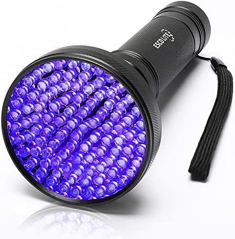 ESCO LITE Escolite UV Lámpa Fekete Fény, 100 LED 395 nM-es Ultraibolya Elemlámpák UV Blacklight Detektor a Kutya Vizelet, Pet