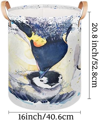 Akvarell Pingvin Állat Téma Szennyes Kosár Összecsukható Vászon Ruhát Szennyesben a Szervező Kezeli az Otthoni Kollégiumi