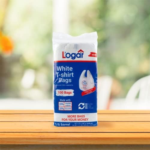 L'OGAR Logar fehér póló, táska 12 + 7 x 23 cm. 5 Csomag 100 táskák minden. Összesen: 500 táskák