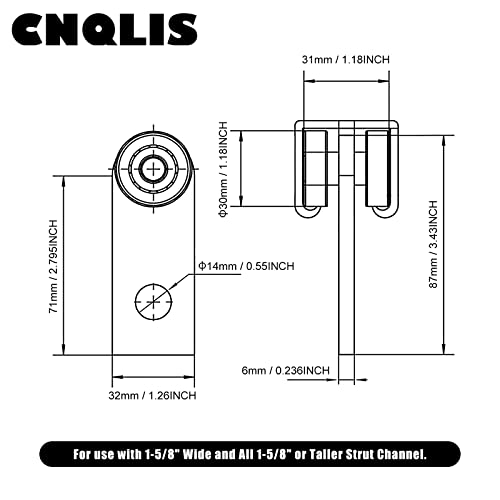 CNQLIS 2 Kerék Csatorna Ellátott Kocsi Közgyűlés Görgők 1-5/8 Széles az Összes 1-5/8 Strut Csatorna（2DB）