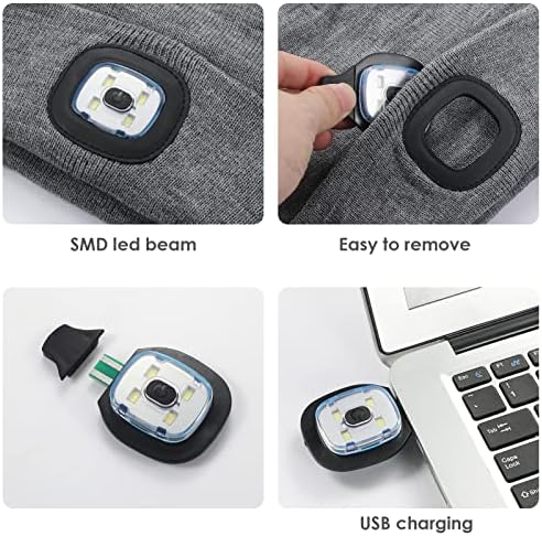SingPad LED Beanie Kalap a Fény, Unisex USB Újratölthető Téli Kötött Világító Fényszóró Kalapok Fényszóró Kap Ajándékot a Férfiak,