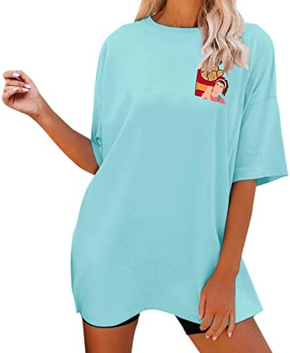 MtsDJSKF Nagyméretű Grafikus Póló, Grafikus Nyomtatott Sleeve Rövid Ujjú Alapvető Tunika Maximum Tshirts Női Rövid Ujjú