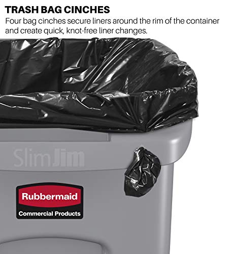 Rubbermaid Kereskedelmi Termékek Slim Jim Téglalap alakú Műanyag Kuka/Szemetes a Szellőztető Csatornák, 23 Liter, Bézs & Kereskedelmi