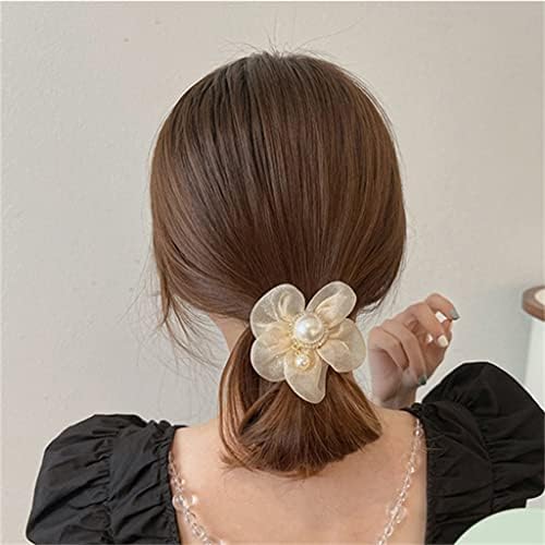 GPPZM Női Gyöngy Virág Rugalmas Hairband koreai Hairband Lányok Lófarok Gumi Haj Tartozékok (Szín : Fekete, Méret : 1)