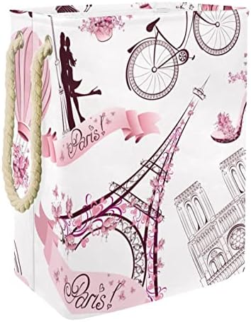 Inhomer Párizsi Eiffel-Torony Rózsaszín Szerelem Nagy Szennyesben Vízálló, Összehajtható Szennyestartót Kosara, Ruházat, Játék Szervező,