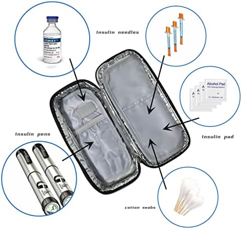 KETWOD Inzulin Hűvösebb Utazási Esetben gyógyszeres hűvösebb, utazás, Multifunkcionális Gyógyszer Tárolási, Két Kék Jég (Szürke)