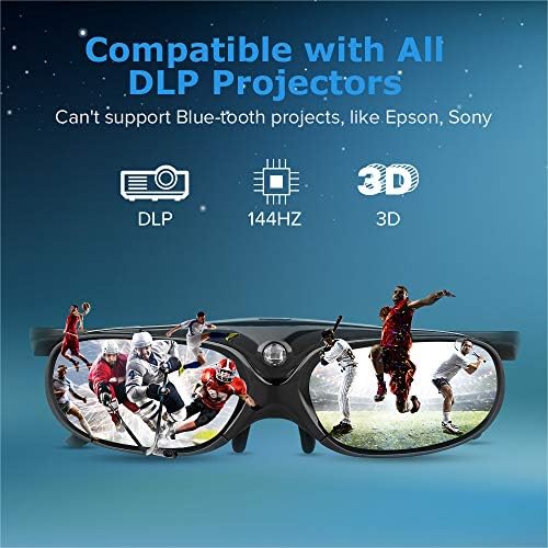 DLP 3D Szemüveg, 144 hz Újratölthető DLP-Link 3D Aktív Szemüveget Minden 3D DLP Projektorok, Kompatibilis Optoma, Samsung, BenQ,