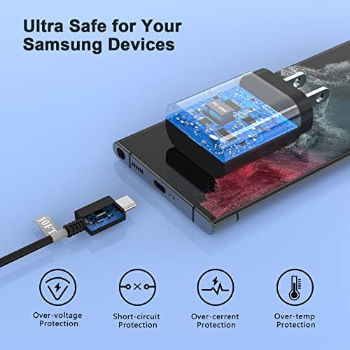 C típusú Töltő Gyors Töltés, 3 Csomag 25W Samsung USB-C Fali Töltő Szuper Gyors Töltés 10FT USB-C-C Töltő Kábel Samsung S23 Ultra/S23