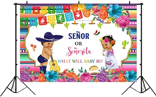 Lofaris Mexikói Fiesta Senor vagy Senorita Nemek közötti Mutatják Fél Hátteret 5x3ft Fiú vagy Lány, Senor, vagy Senorita Baba Zuhany Háttér