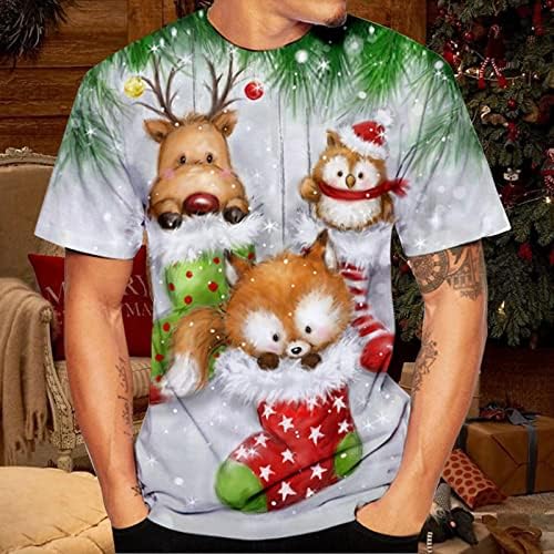 WOCACHI Karácsony Rövid Ujjú T-shirt Mens, Vicces Karácsonyi Mikulás Nyomtatás O Nyakú Póló Maximum Edzés Tervező Tshirt