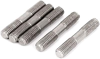 X-mosás ragályos M5x30mm 304 Rozsdamentes Acél Dupla Vége Menetes csap Csavar Csavar Ezüst Hang 5db(M5x30mm 304 Tornillo Roscado