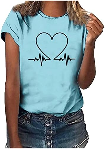 Edzés Tetejét a Nők, Lányok Póló Rövid Ujjú Szerelem Nyomtatott Elegáns Blúz Nyári Sleeve T-Shirt Maximum Plus Size