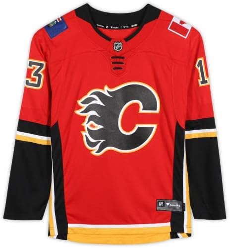 Johnny Gaudreau Calgary Flames Dedikált Piros Fanatikusok Szakadár Jersey - Dedikált NHL-Mezek