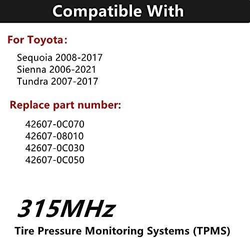 HENGCOOL 42607-0C070 TPMS Gumiabroncs Nyomás Monitor Érzékelők 315MHz 4db Toyota Sienna Sequoia Tundra 2007 2008 2009 2010 2011 2012 2013 2014