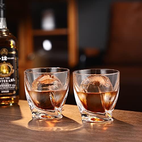 Whiskyt Jéggel Üveg, Készlet 6 (2 Crystal Bourbon Szemüveg, 2 Rozsdamentes Acél Jég Golyó, 2 Kör Jég Labdát Formák) - 9 Oz Régi