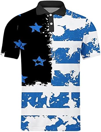 UBST Hazafias Polo shirt Mens, július 4-Retro Amerikai Zászló Nyomtatás Nyári Katona Rövid Ujjú Alkalmi Golf Maximum