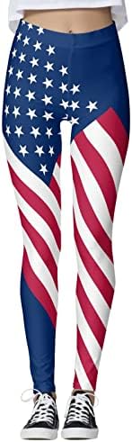 Július 4-én Magas Derekú Nadrágot a Nők USA Zászló Jóga Edzés Leggings Ultra Puha Ecsettel Rugalmas Edzés Fitness Nadrág