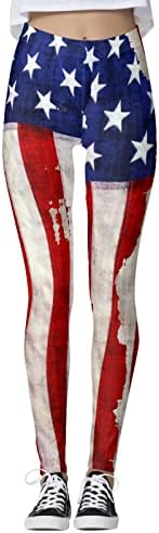 Július 4-én Magas Derekú Nadrágot a Nők USA Zászló Jóga Futó Leggings Ultra Puha Ecsettel Nyújtás Edzés Tornaterem Nadrág