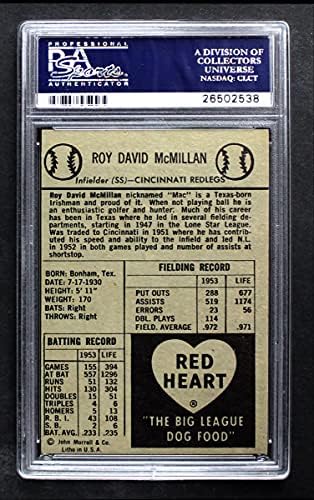1954 Piros Szív Roy McMillan Cincinnati Reds (Baseball Kártya) PSA a PSA 4.00 Vörösök