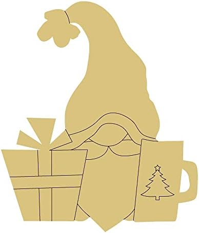 Karácsonyi Gnome Design Vonalak által Kivágott Befejezetlen Fa Karácsonyi Dekor Ajtó Fogas MDF Alakú Vászon Stílus 3 Art 1 (24)