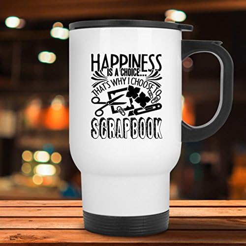 A Boldogság Scrapbook Utazási Bögre, Utazási Kávés Csésze (Fehér Bögre)