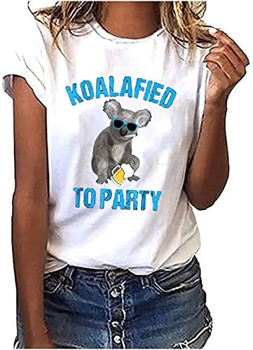 Aranyos Koala Nyomtatás póló Női Nyári Rövid Ujjú Felsők Sleeve Alkalmi Grafikus Póló Ünnep, Blúz, Póló