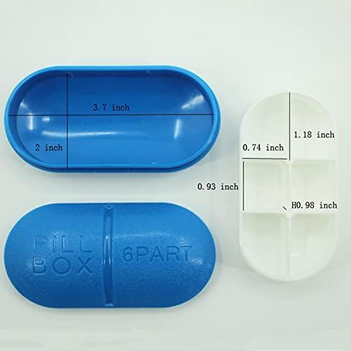 UHZBTEC 6 Rekeszes BPA Mentes Gyógyszert Konténer/ Lezárt Hordozható Tabletta Szervező Jogosult (Sötét Kék)