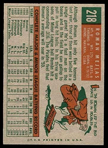 1959 Topps 218 Római Mejias Pittsburgh Pirates (Baseball Kártya) NM Kalózok