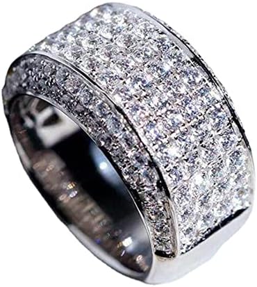 DBYLXMN Emlékmű Gyémánt Berakásos Teljes Teljes Cirkon Fél Emlékmű Gyűrű Gyűrű, Kör, Gyűrű Gyűrű a Nők (E, 10)
