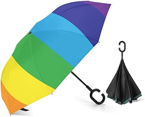 Szivárvány Meleg Büszkeség LMBT Fordított Esernyő Szélálló Fordított Összecsukható Esernyő a C-Alakú Fogantyú a Férfiak Nők